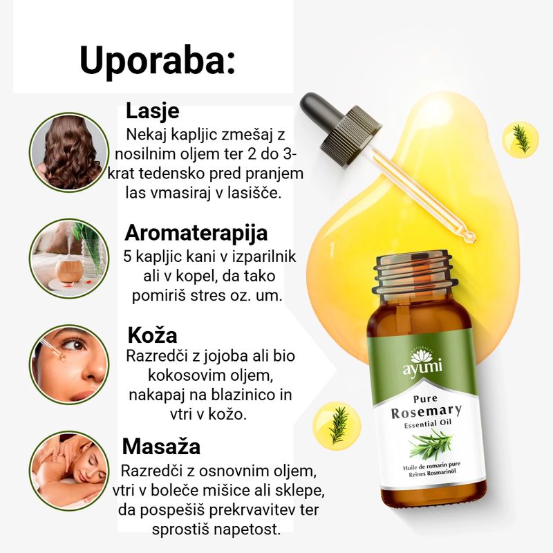 AYUMI eterično olje ROŽMARIN 100 % čisto / 15 ml