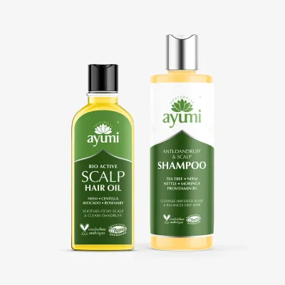 🌿 SET/ AYUMI »SCALP« olje za lase in šampon proti prhljaju in za zdravo lasišče
