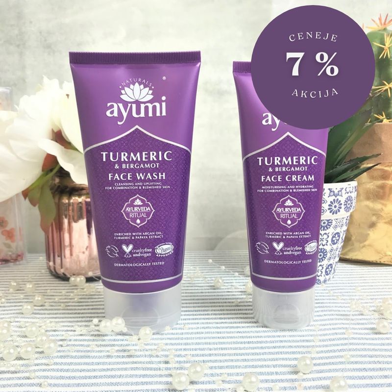 🌺 SET/ DUO krema + gel za umivanje za obraz KURKUMA &amp; BERGAMOTKA