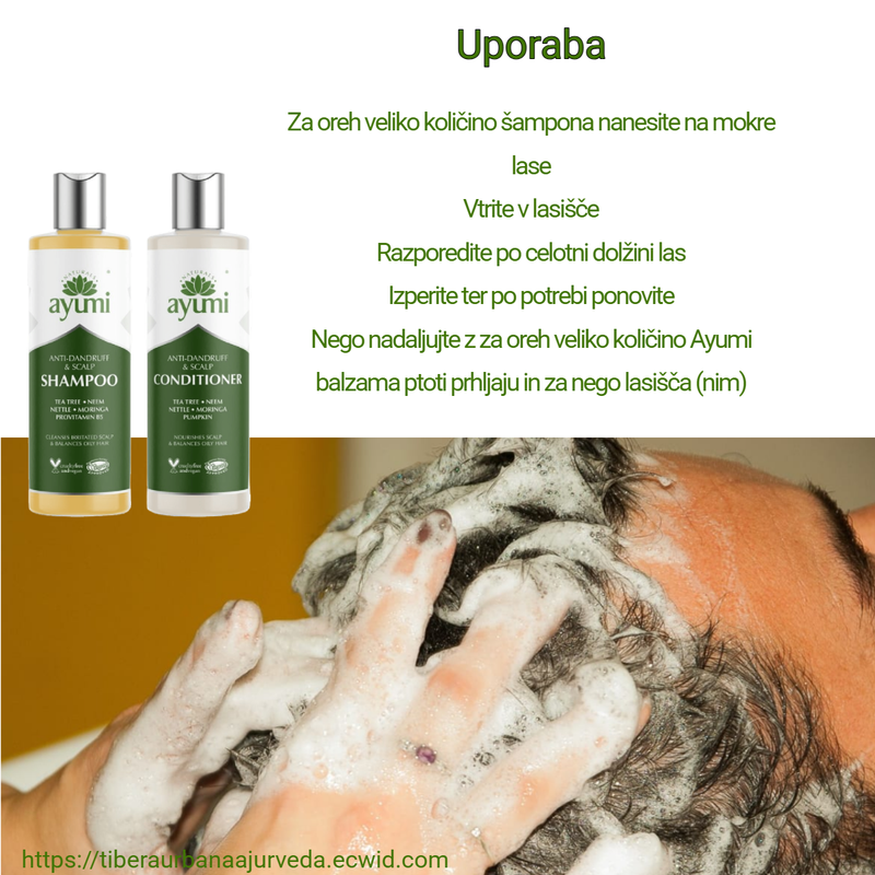 🌿 SET/ AYUMI šampon + balzam proti prhljaju in za zdravo lasišče