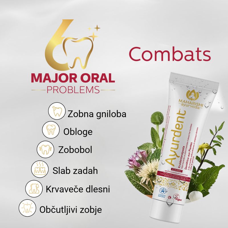 AYURDENT CLASSIC nim, miswak, klinček, poprova meta zobna krema/ 75 g