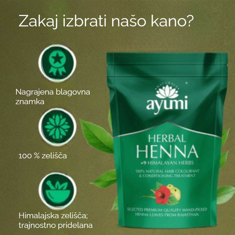 AYUMI kana v prahu (barva) za lase 150 g naravna +9 himalajskih zelišč (best sellers 2024)