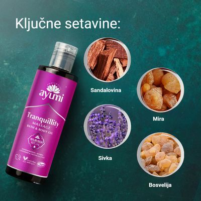 AYUMI masažno olje ali olje za kopel &amp; telo TRANQUILITY/ 250 ml