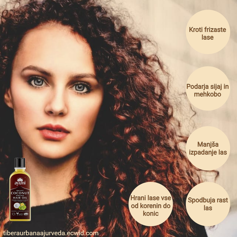 AYUMI olje za lase kokosovo, obogateno z zelišči organsko/ 150 ml (Hranljivo in vlažilno; za vse vrste las)