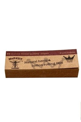 HORNET - NATURAL HEMP &amp; COTTON ROLLING TIPS (SLIM 50 LEAVES)