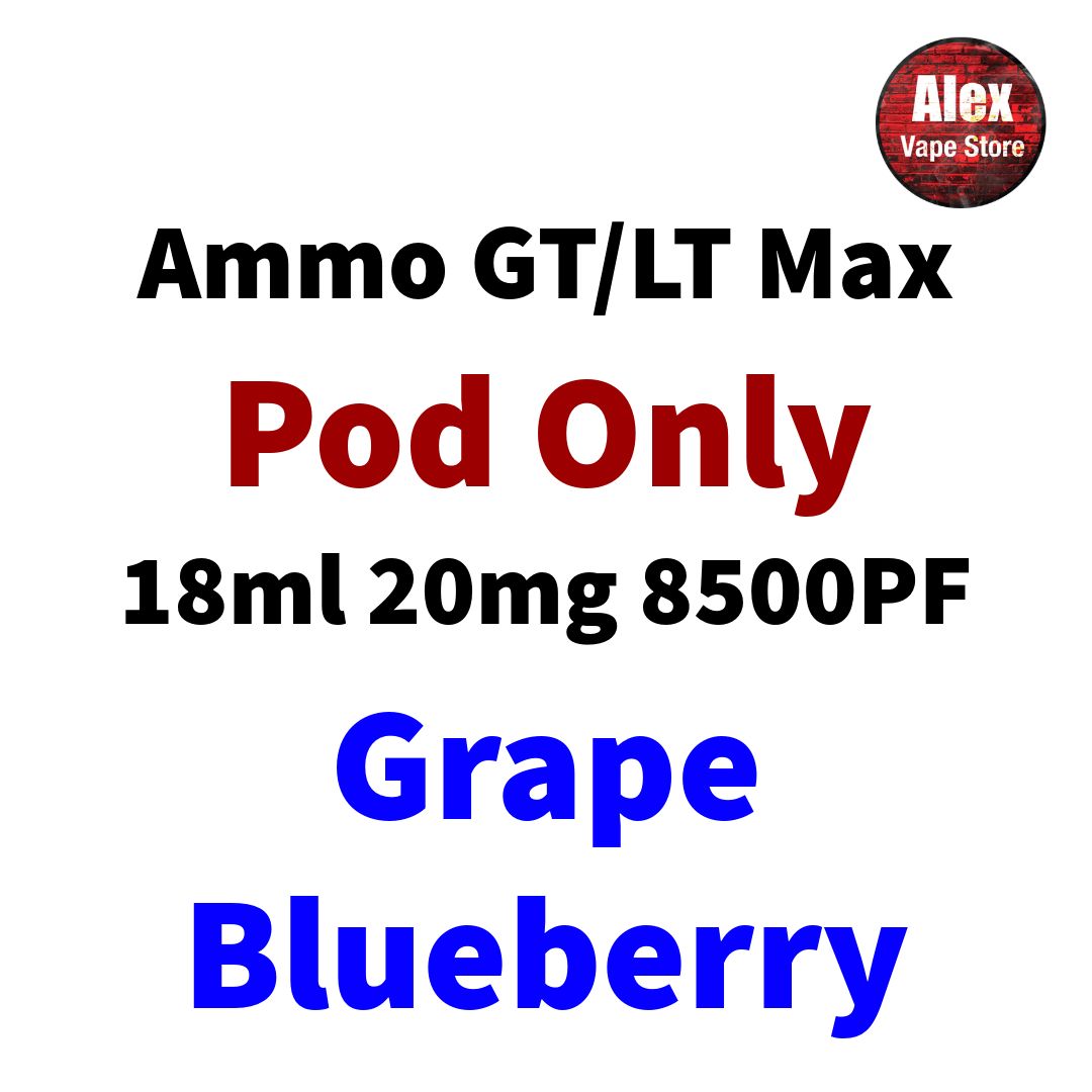 AMMO GT MAX POD 8500PF 20MG GRAPE BLUEBERRY