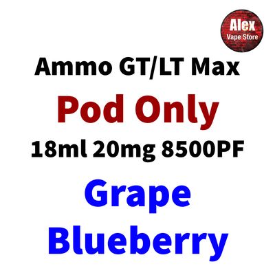 AMMO GT MAX POD 8500PF 20MG GRAPE BLUEBERRY
