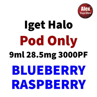 IGET HALO POD 3000PF 28.5MG BLUEBERRY RASPBERRY