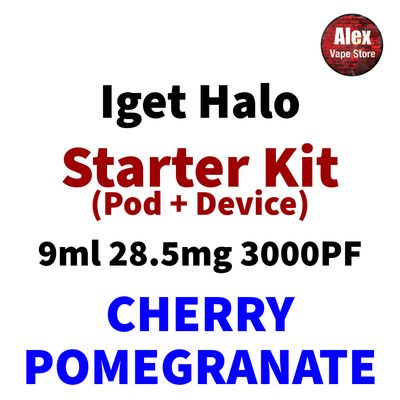 IGET HALO STARTER KIT 3000PF 28.5MG CHERRY POMEGRANATE