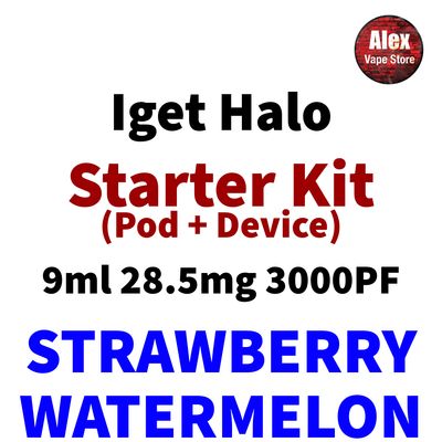 IGET HALO STARTER KIT 3000PF 28.5MG STRAWBERRY WATERMELON