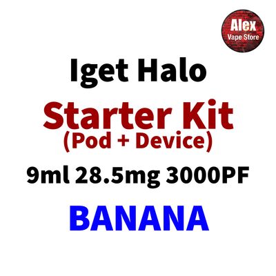 IGET HALO STARTER KIT 3000PF 28.5MG BANANA