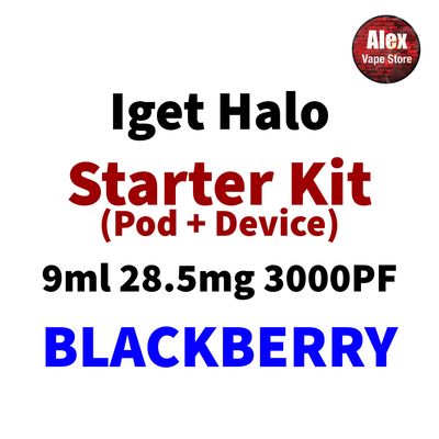 IGET HALO STARTER KIT 3000PF 28.5MG BLACKBERRY