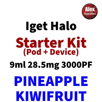 IGET HALO STARTER KIT 3000PF 28.5MG PINEAPPLE KIWIFRUIT