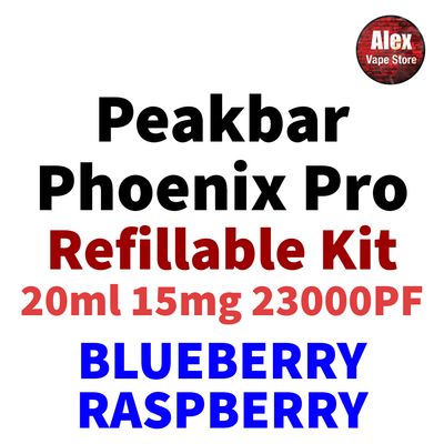 PEAKBAR PHOENIX PRO 23000PF 15MG REFILLABLE BLUEBERRY RASPBERRY