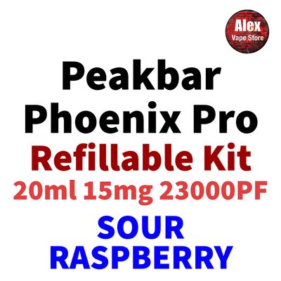 PEAKBAR PHOENIX PRO 23000PF 15MG REFILLABLE SOUR RASPBERRY