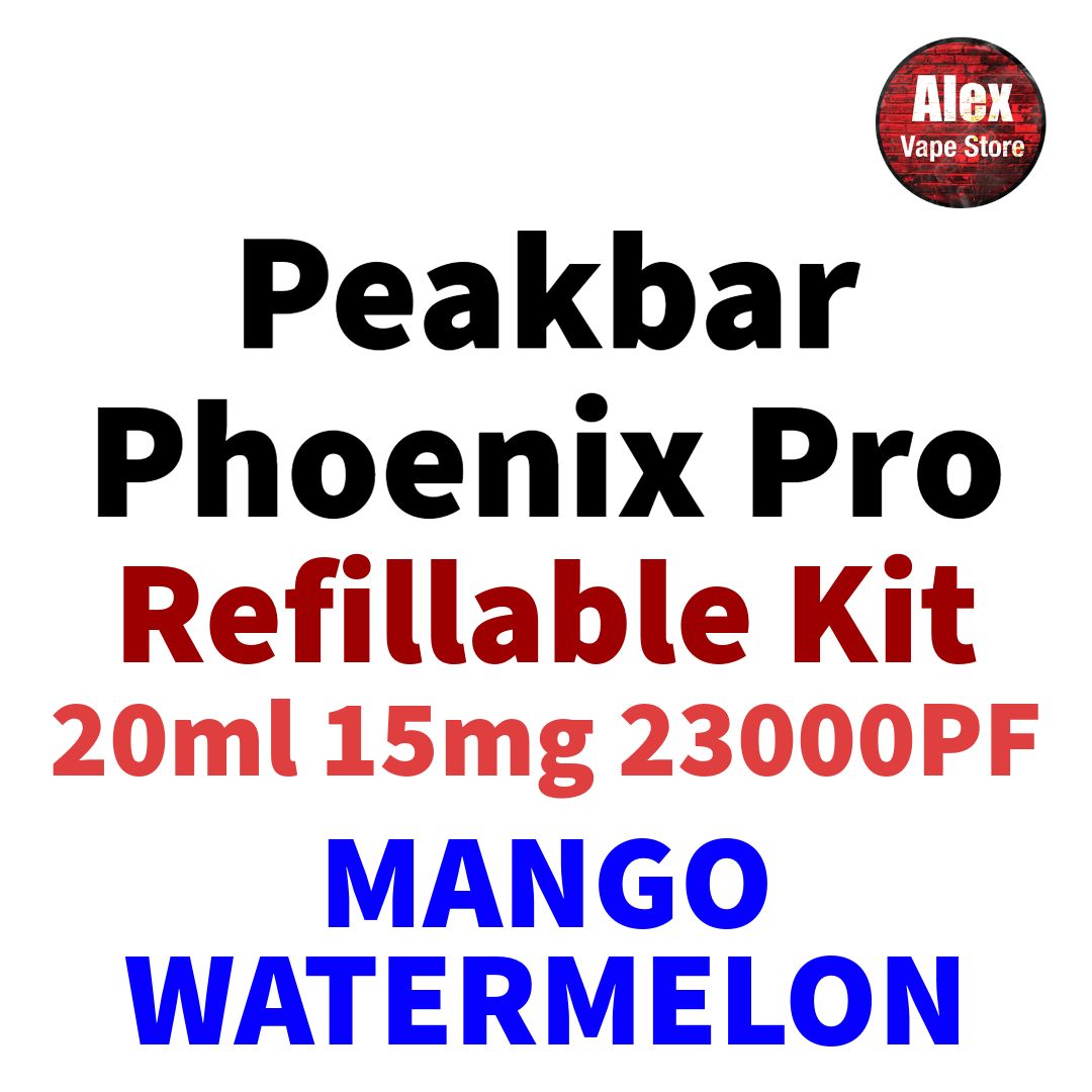 PEAKBAR PHOENIX PRO 23000PF 15MG REFILLABLE MANGO WATERMELON