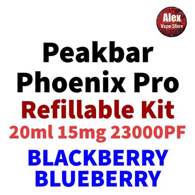 PEAKBAR PHOENIX PRO 23000PF 15MG REFILLABLE BLACKBERRY BLUEBERRY