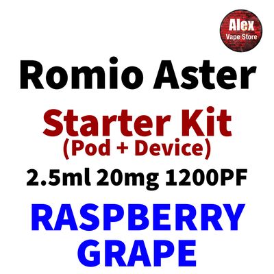 ROMIO ASTER STARTER KIT 1200PF 20MG RASPBERRY GRAPE