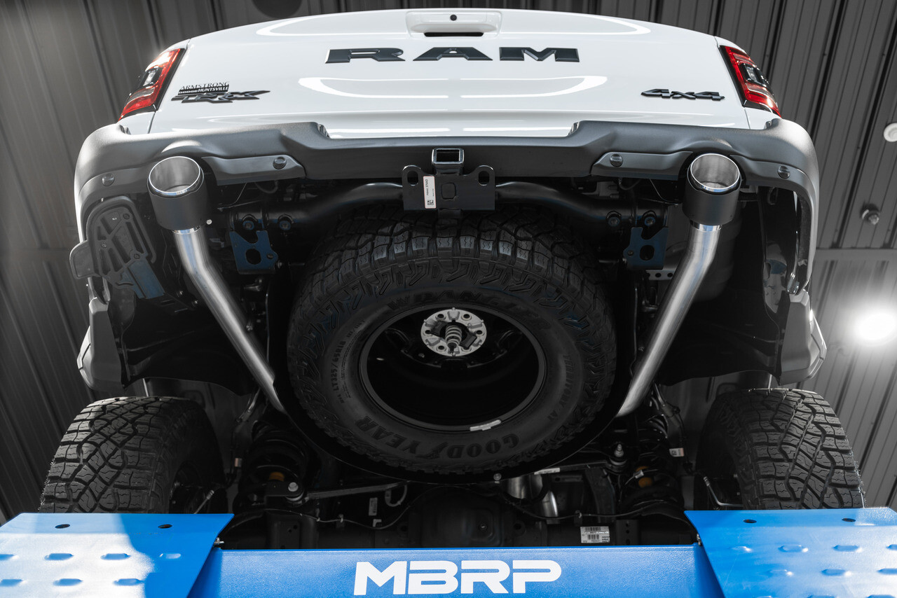 3&quot; Cat-Back Dual Split Rear, Race Version Exhaust System, 2021-2022 RAM TRX T304 Stainless Steel with Carbon Fiber Tips INSTALLED !!