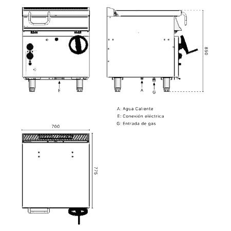 Sartén Basculante a Gas de 50 Litros Fagor SBG7-10-I