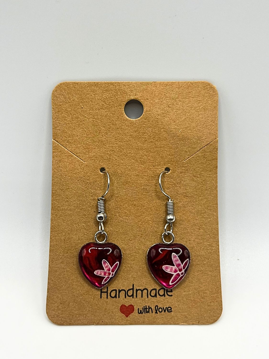 Heart Earrings With Flowers