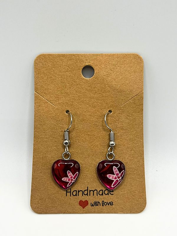 Heart Earrings With Flowers