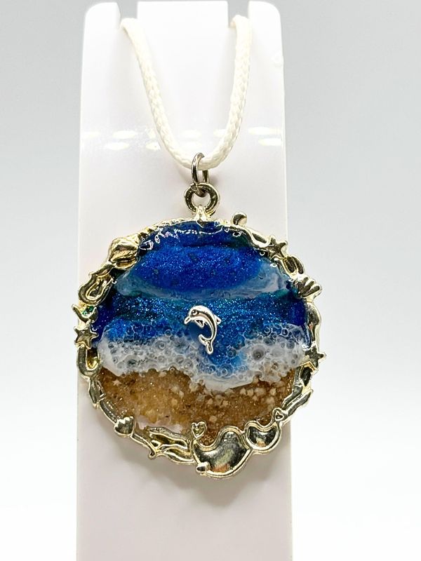 Ocean With Dolphin Resin Necklace