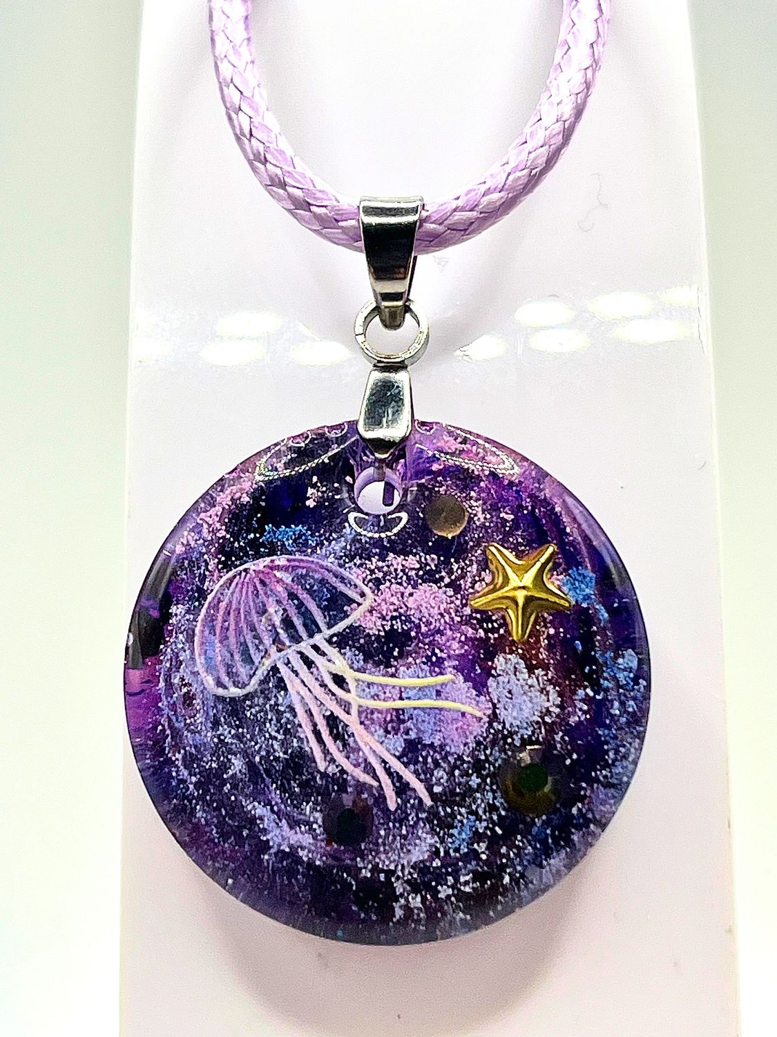 Purple Jellyfish Resin Necklace
