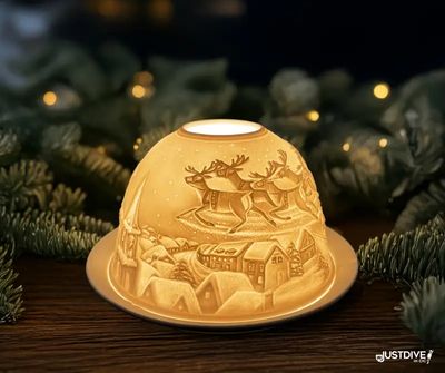 Santa’s Sleigh Ride – Porcelain Tealight Dome
