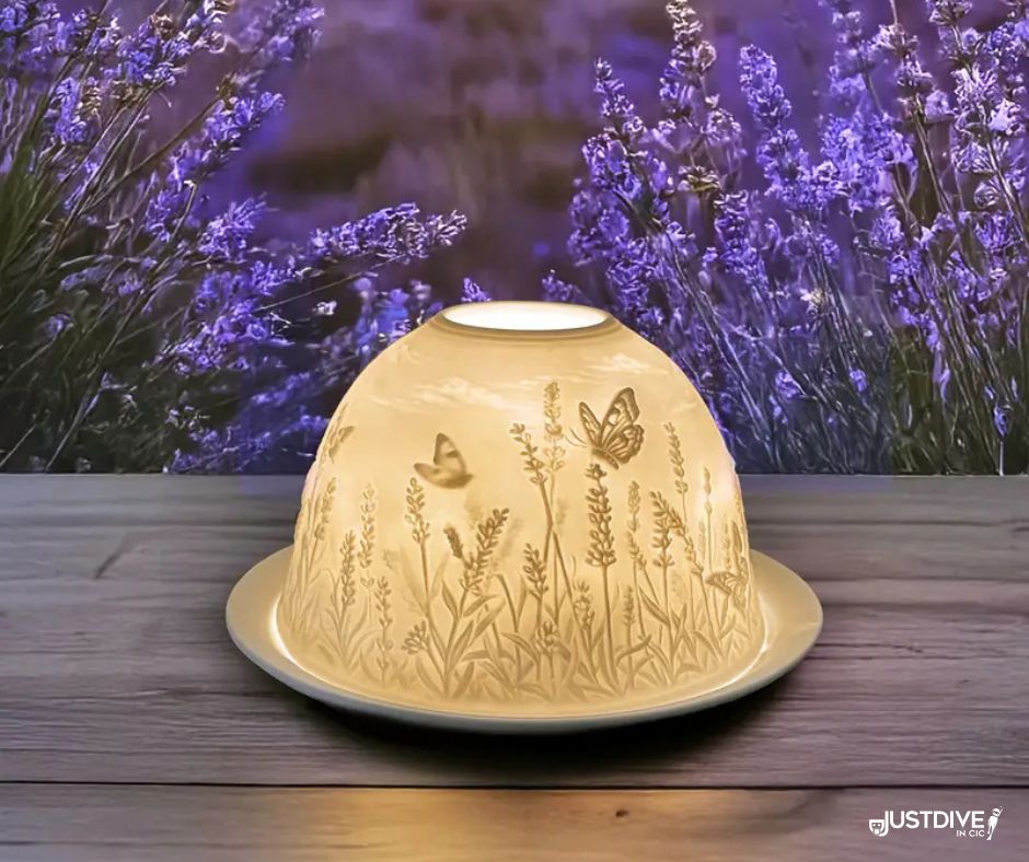 Lavender & Butterfly Glow – Porcelain Tealight Dome Lavender & Butterfly Glow – Porcelain Tealight Dome
