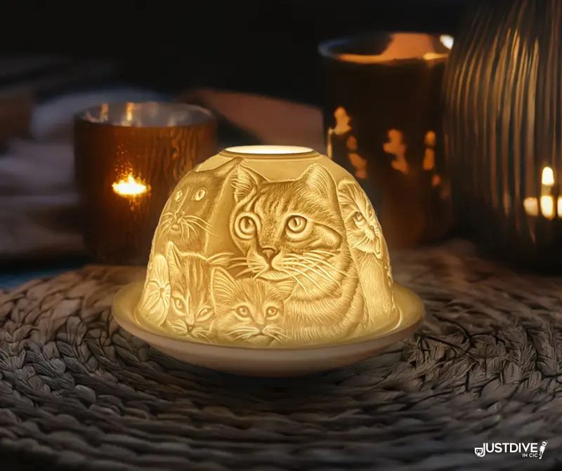 Curious Cats – Porcelain Tealight Dome