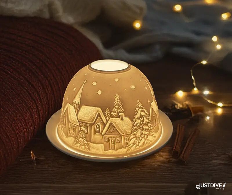 Christmas Village Glow – Porcelain Tealight Dome