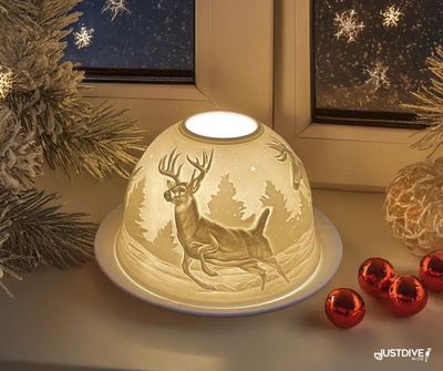Winter Stag – Porcelain Tealight Dome Winter Stag – Porcelain Tealight Dome