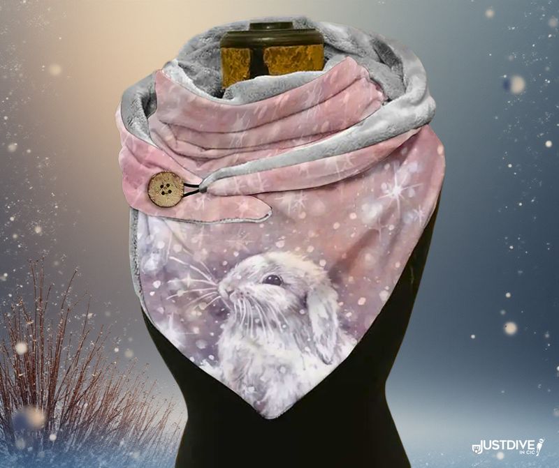 Winter Whiskers Wrap Scarf – Soft Blush Warmth