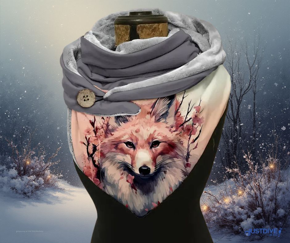 Blush Woodland Fox Scarf – Grace, Warmth & Wild Beauty