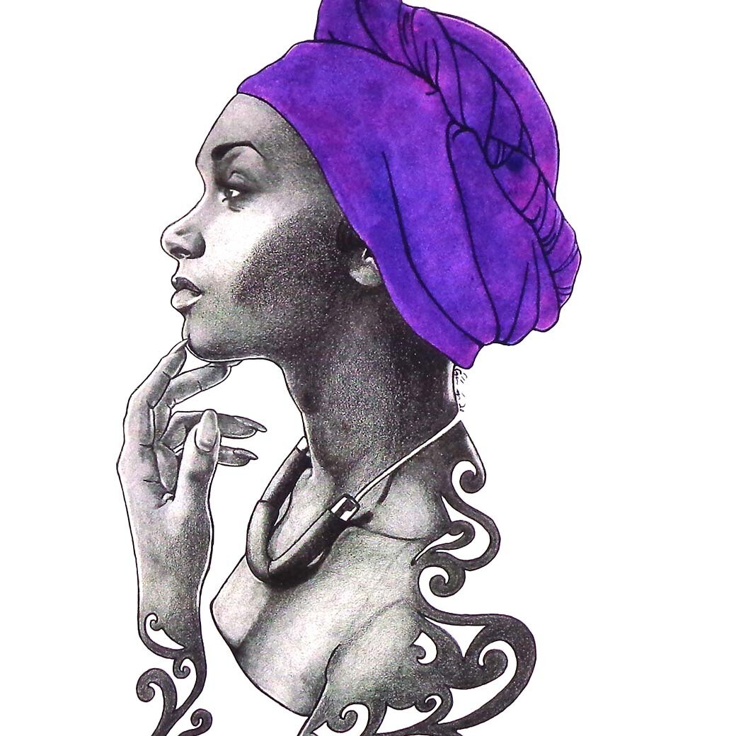 Purple Headwrap (w/o border) print RICE40