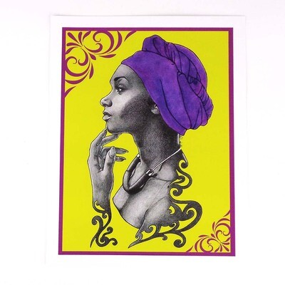 Purple headwrap (w/ border and yellow) print RICE41
