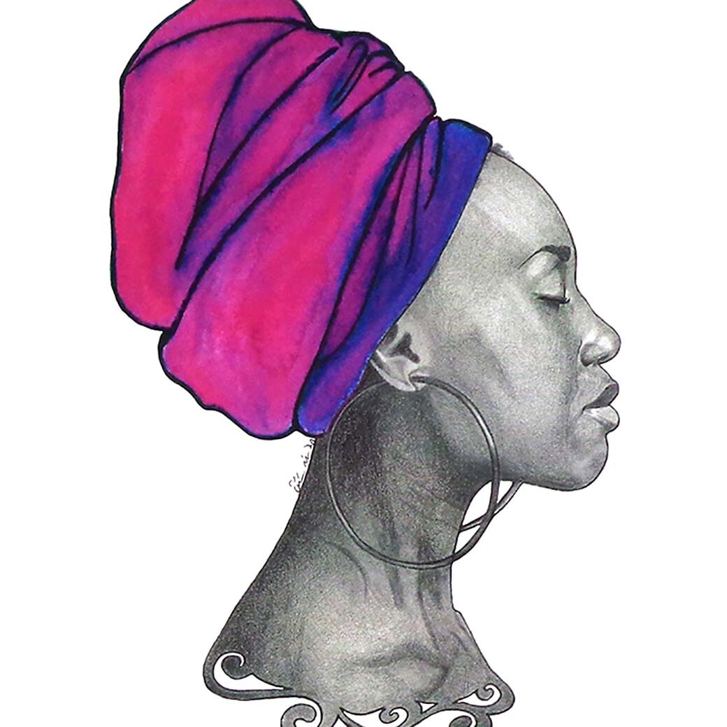 Pink Headwrap (w/o border) print RICE43