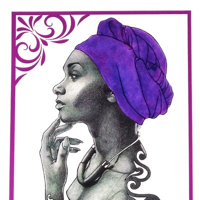 Purple Headwrap (w/ border) print RICE39