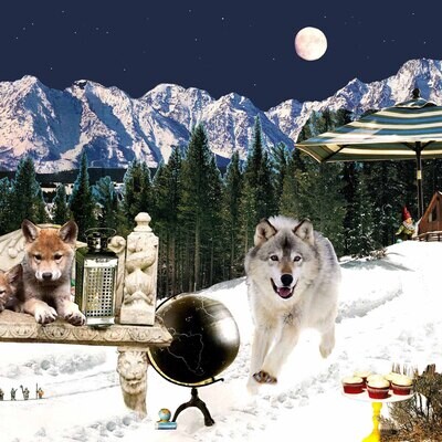 Wolf Mountain, print from collage KOPS442