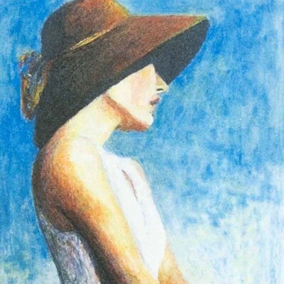 Brown Hat, fine art card with quote SD07