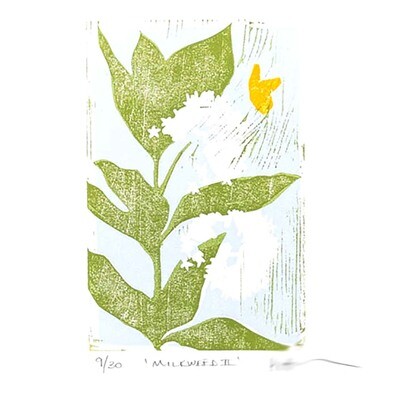 Milkweed II, woodcut print ARMK038