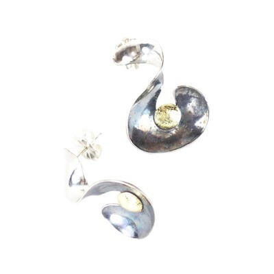 Large Sterlin/18K (swirl), post earrings TRYL153