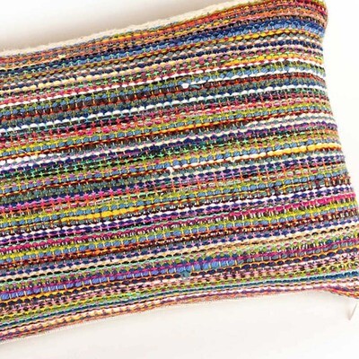 Shimmer Rainbow White, handwoven pillow WYSJ525