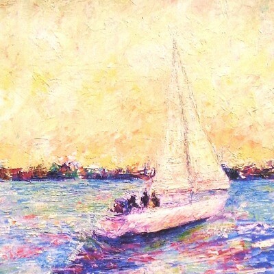Sailboat, fine art card with quote SD45