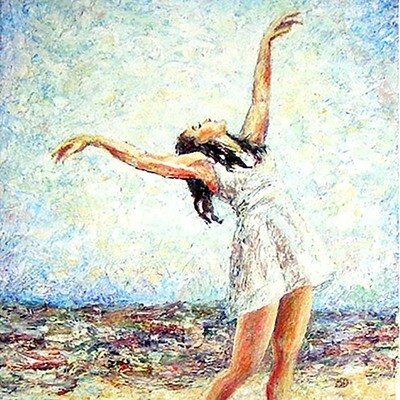 White Dress Dancer, fine art card with quote SD61