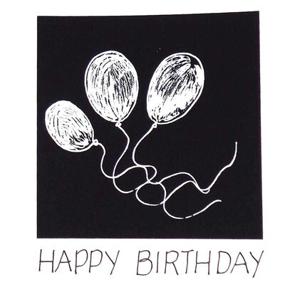 Birthday Balloons hand inked card CONG1003