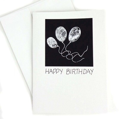 Birthday Balloons hand inked card CONG1003