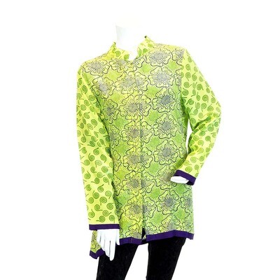 Lime Green Flora, large silk shirt LOHH1837