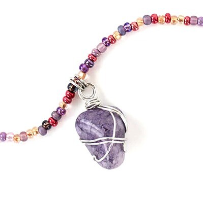 Purple Silver Wire Purples/Pinks Beads, necklace MARE019